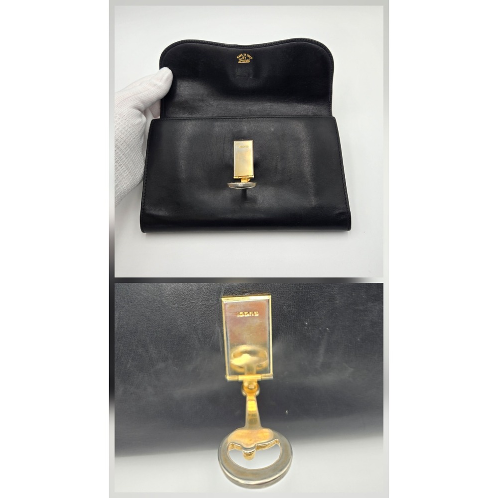 Vintage Gucci Horsebit Long Wallet Black Leather Mixed Metal Hardware Italy - Picture 9 of 12